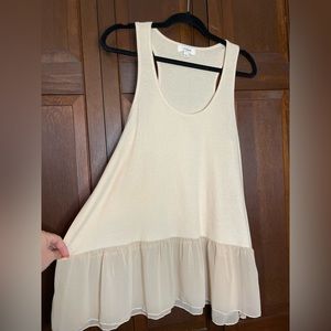 Umgee, Cream Long Tunic Razorback Tank Top, Size Large